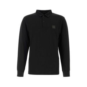 Stone Island Men Black Cotton Polo Shirt